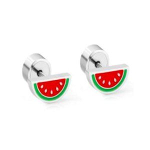 High-Quality Stainless Steel Baby Press Silver Cute Watermelons Earrings